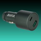 AVAX CC665B CARLY+ 83W Autós töltő USB-C (PD3.1) + USB A, fekete