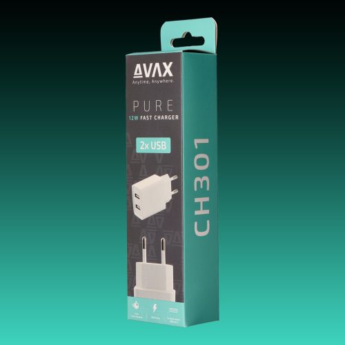 AVAX CH-301 Hálózati fali töltő 2x USB, 12W