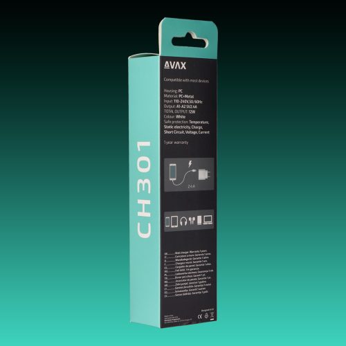 AVAX CH-301 Hálózati fali töltő 2x USB, 12W