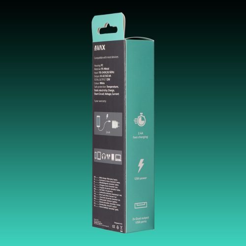 AVAX CH-301 Hálózati fali töltő 2x USB, 12W