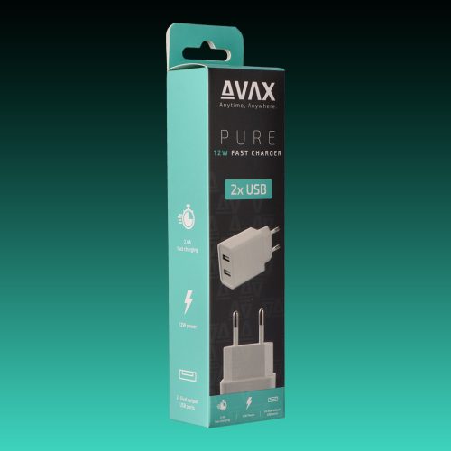 AVAX CH-301 Hálózati fali töltő 2x USB, 12W