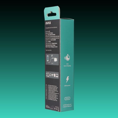 AVAX CH-320 Hálózati fali töltő USB + Type C, 20W