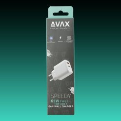   AVAX CH360 SPEEDY 65W GaN töltő USB-C (PD3.0)+USB A (QC), fehér