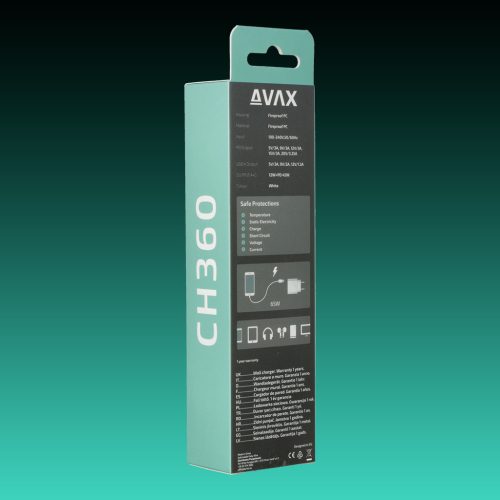 AVAX CH360 SPEEDY 65W GaN hálózati töltő USB A (QC)+Type C (PD3.0), fehér