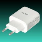 AVAX CH360 SPEEDY 65W GaN töltő USB-C (PD3.0)+USB A (QC), fehér