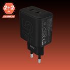 AVAX CH602B SPEEDY+ 45W GaN gyors töltő adapter 2x USB-C (PD3.0), fekete