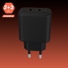 AVAX CH602B SPEEDY+ 45W GaN gyors töltő adapter 2x USB-C (PD3.0), fekete