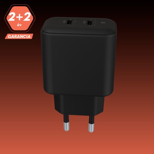 AVAX CH602B SPEEDY+ 45W GaN gyors töltő adapter 2x USB-C (PD3.0), fekete
