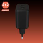 AVAX CH602B SPEEDY+ 45W GaN gyors töltő adapter 2x USB-C (PD3.0), fekete