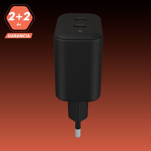 AVAX CH602B SPEEDY+ 45W GaN gyors töltő adapter 2x USB-C (PD3.0), fekete