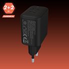 AVAX CH602B SPEEDY+ 45W GaN gyors töltő adapter 2x USB-C (PD3.0), fekete