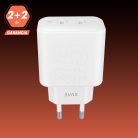 AVAX CH602W SPEEDY+ 45W GaN gyors töltő adapter 2x USB-C (PD3.0), fehér