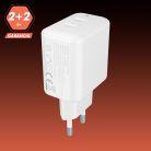 AVAX CH602W SPEEDY+ 45W GaN gyors töltő adapter 2x USB-C (PD3.0), fehér