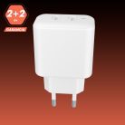 AVAX CH602W SPEEDY+ 45W GaN gyors töltő adapter 2x USB-C (PD3.0), fehér