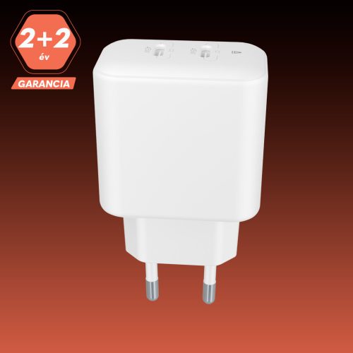 AVAX CH602W SPEEDY+ 45W GaN gyors töltő adapter 2x USB-C (PD3.0), fehér