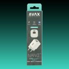 AVAX CH640W NANO+ 30W GaN Hálózati Gyorstöltő adapter USB-C (PD3.0)+ USB A (QC4.0+), fehér