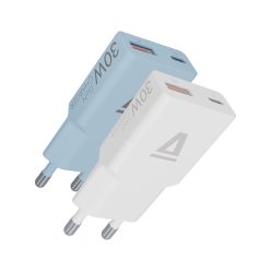   AVAX CH6411 30W GaN USB-C és USB-A gyorstöltő Duo csomag, fehér+világoskék