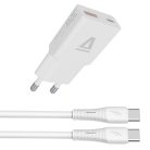 AVAX CH6413 30W GaN töltő és 60W USB-C szilikon kábel csomag, fehér