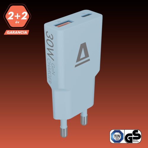 30W USB-C töltő, gyorstöltő adapter, GaN töltő, USB PD 3.0 töltő, QC3.0 töltő, telefon töltő, laptop töltő, kompakt hálózati töltő, hordozható töltő, gyors töltő utazáshoz