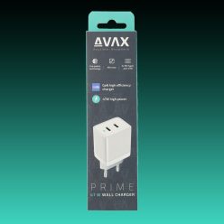   AVAX CH900W PRIME 47W GaN gyors hálózati töltő 2x Type C (PD), fehér