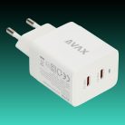 AVAX CH900W PRIME 47W GaN USB-C töltőadapter, gyorstöltő (PD), fehér