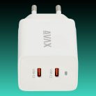 AVAX CH900W PRIME 47W GaN USB-C töltőadapter, gyorstöltő (PD), fehér