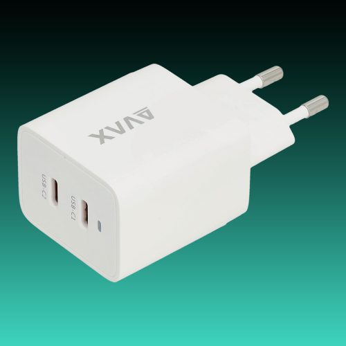 AVAX CH900W PRIME 47W GaN gyors hálózati töltő 2x Type C (PD), fehér