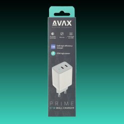   AVAX CH901W PRIME 67W GaN USB-C töltőadapter, gyorstöltő (PD), fehér