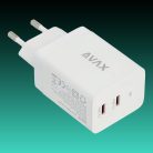 AVAX CH901W PRIME 67W GaN USB-C töltőadapter, gyorstöltő (PD), fehér
