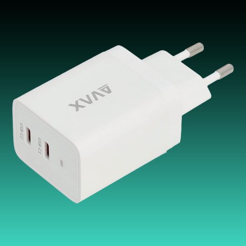 AVAX CH901W PRIME 67W GaN gyors hálózati töltő 2x Type C (PD), fehér