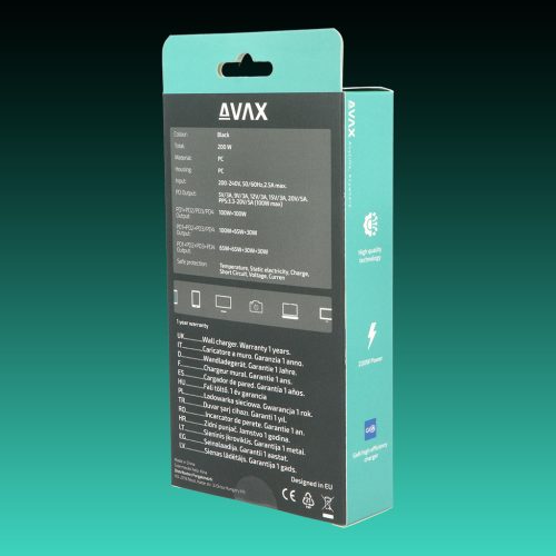 AVAX DC637 DESKY+ 200W GaN gyorstöltő elosztó 4xType C (PD 3.0)