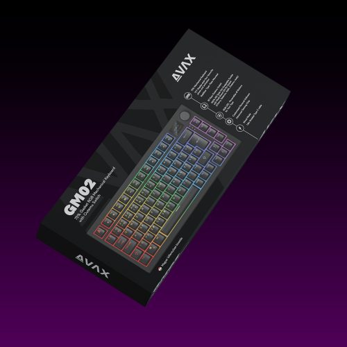 AVAX GM02 75% Gasket RGB mechanikus vezetékes billentyűzet Outemu barna switch, Magyar kiosztás