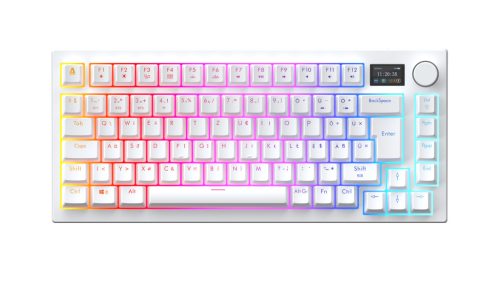 AVAX GM02 PRO Fehér 75% Gasket RGB tri-mode mechanikus billentyűzet Gateron piros switch, Magyar