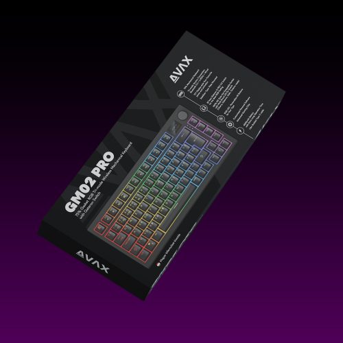 AVAX GM02 PRO 75% Gasket RGB tri-mode mechanikus billentyűzet Gateron piros switch, Magyar kiosztás