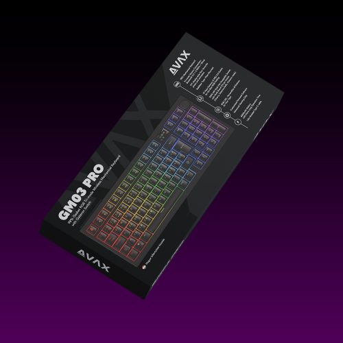 AVAX GM03 PRO 98% Gasket RGB tri-mode mechanikus billentyűzet Gateron piros switch, Magyar kiosztás