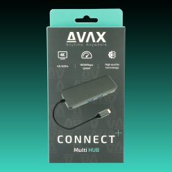   AVAX HB612 CONNECT+ 8in1 Multi HUB 2xUSB 3.0, USB-C, HDMI(4K/60Hz), RJ45, TF/SD, PD 100W