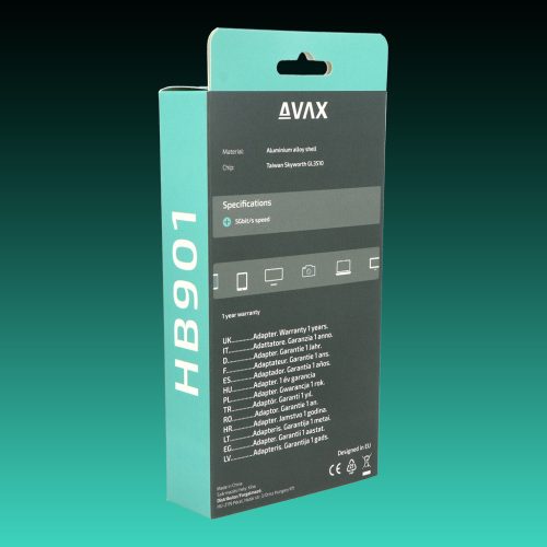 AVAX HB901 PRIME Type C-4xUSB 3.0 HUB+CF töltés