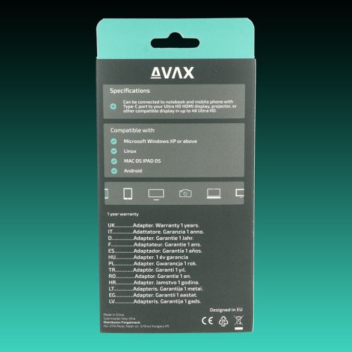 AVAX HB902 PRIME Type C 3.2-2xHDMI 4K60Hz DUAL monitor adapter
