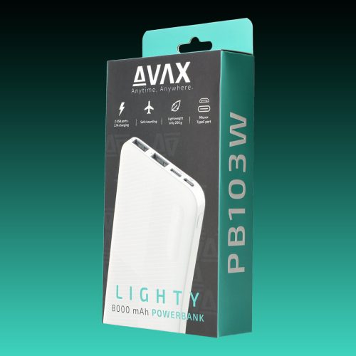 AVAX PB-103W LIGHTY 8.000mAh Type C powerbank,fehér