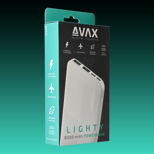 AVAX PB-103W LIGHTY 8.000mAh Type C powerbank,fehér