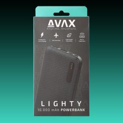 AVAX PB-104B LIGHTY 10.000mAh Type C powerbank,fekete
