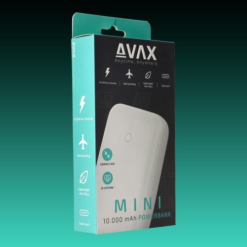 AVAX PB-105W MINI PD/Type C 20W 10.000mAh gyorstöltő powerbank,fehér