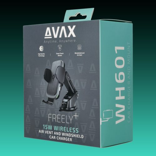 AVAX WH601 Freely+ Vezeték nélküli szellőzőrácsra és szélvédőre rögzíthető autós töltő, 15W